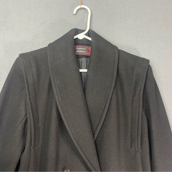 Women’s Vintage Black Wool Pea Coat Size 4 Warm Winter Preppy Quiet Luxury - Picture 3 of 10